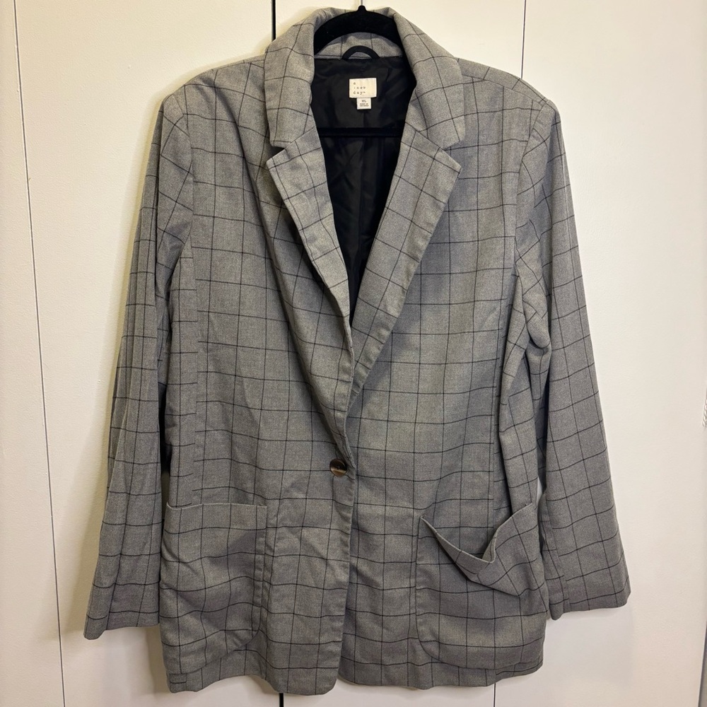 🩶Grey Grid Blazer
